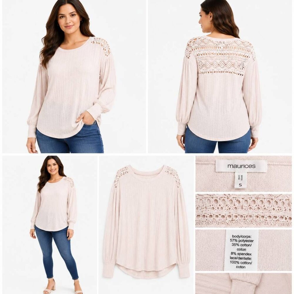 Maurices Small White Scoop Neck LS Top